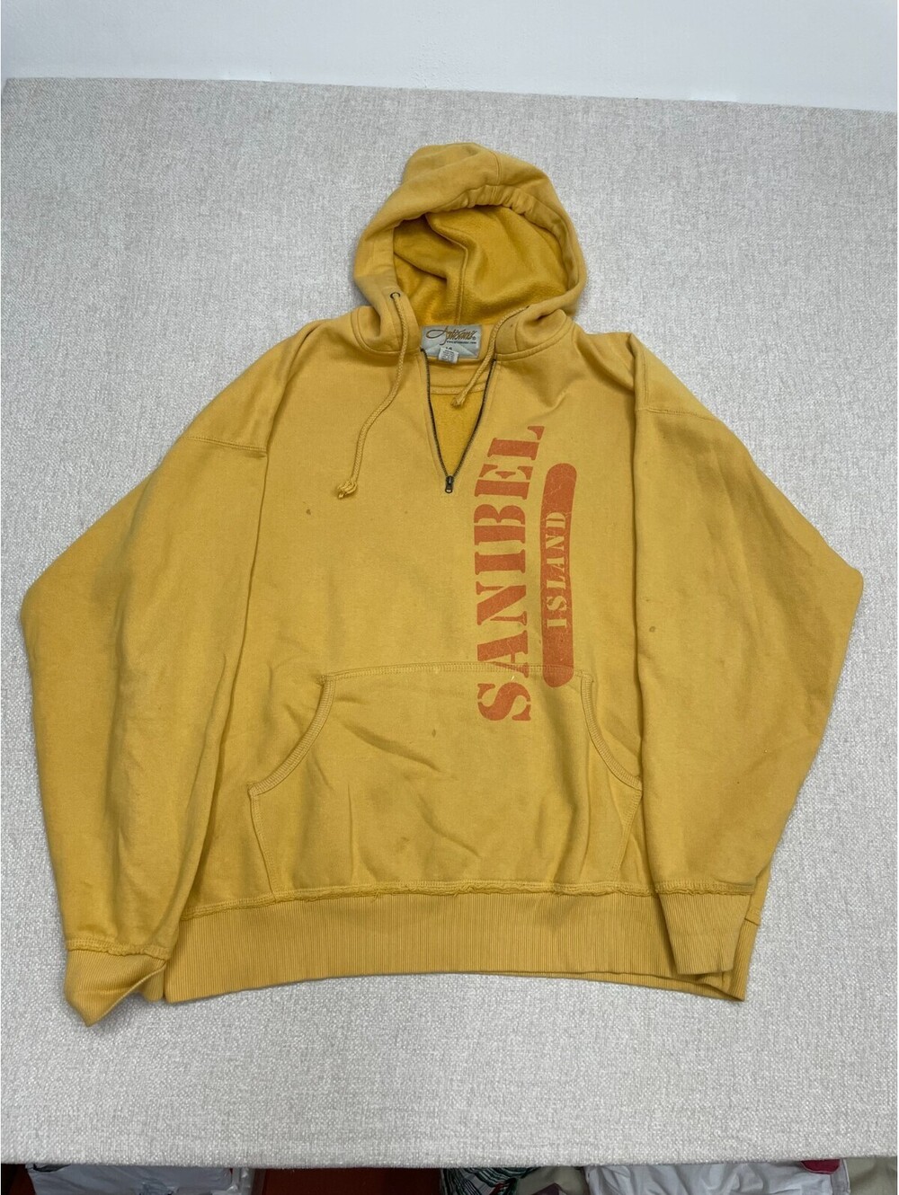 Artisans Sanibel Island Florida Hoodie Sweatshirt Mens XL Yellow Half Zip